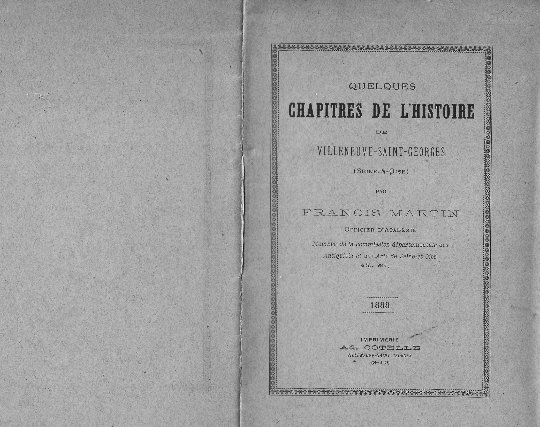 Les chapitres de l'histoire de Villeneuve-Saint-Georges page 1