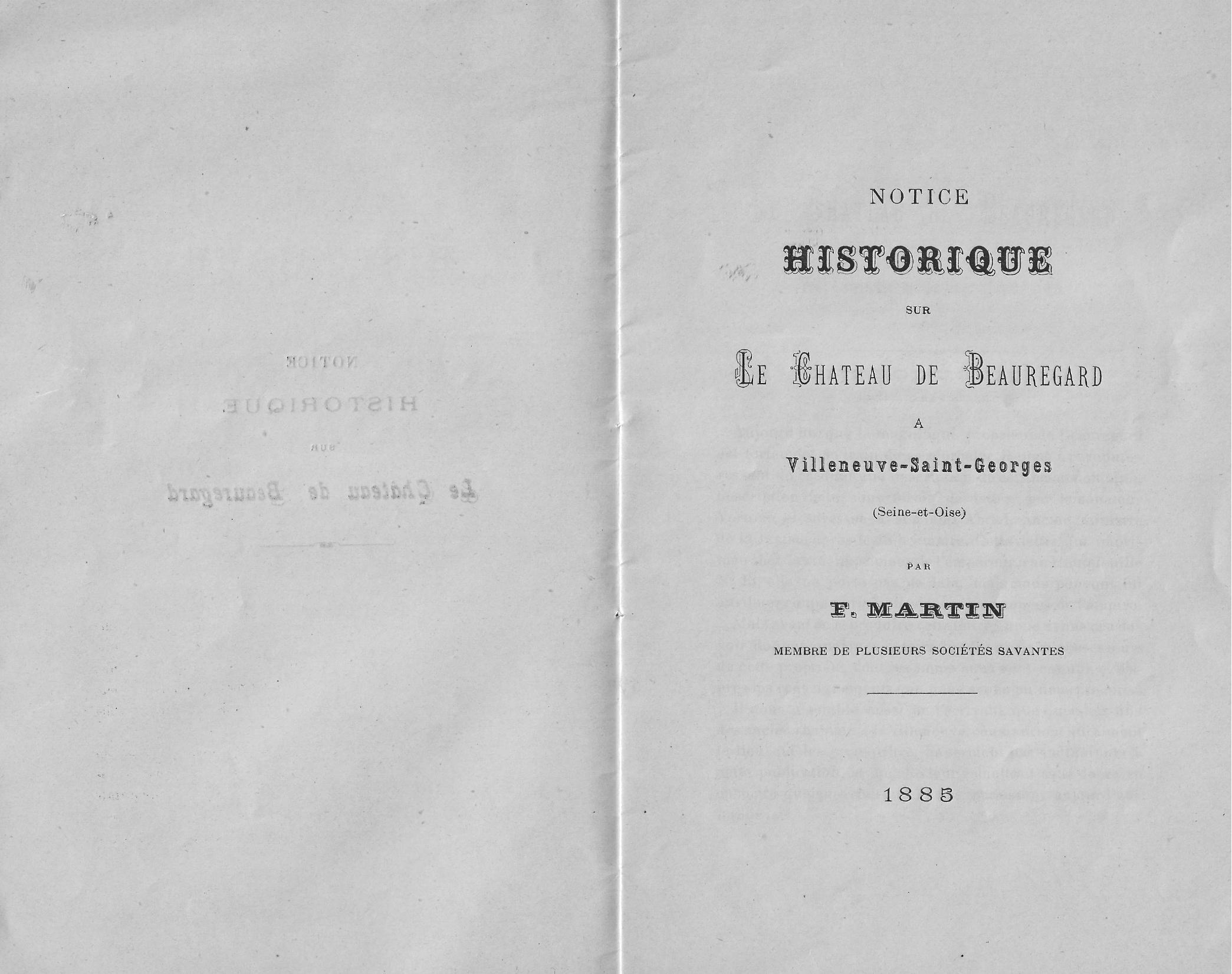 Notice historique du château de Beauregard à Villeneuve-Saint-Georges page 2