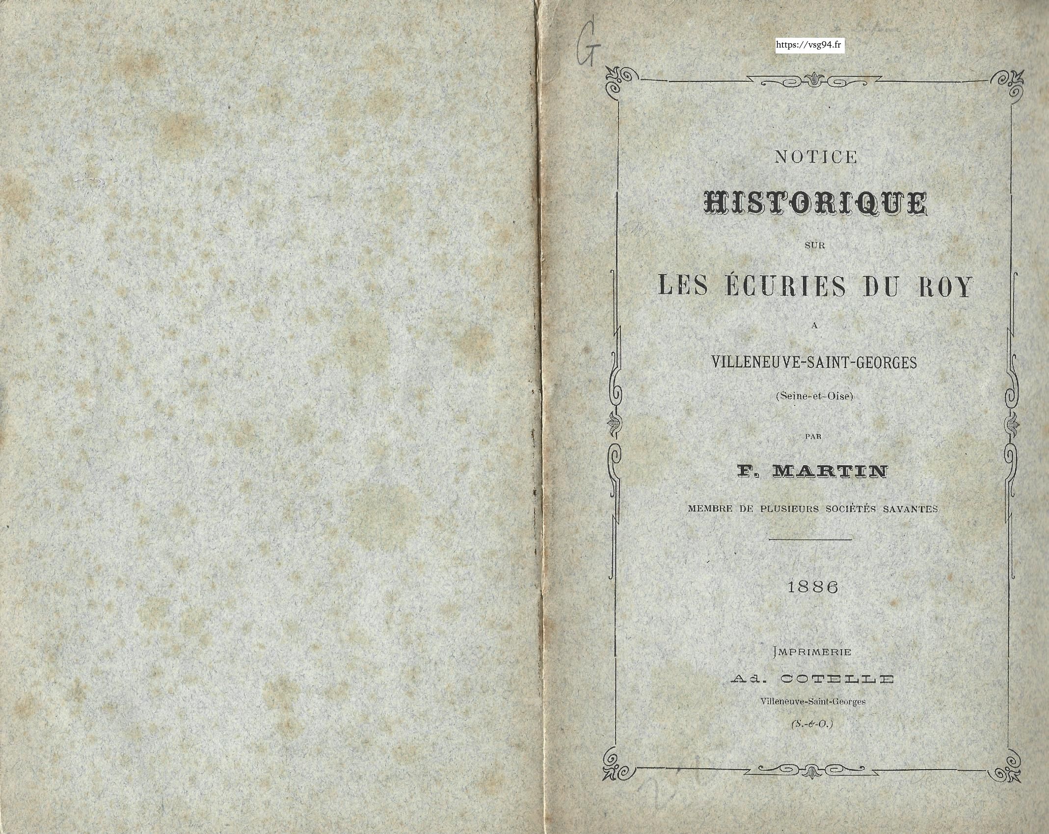 Les chapitres de l'histoire de Villeneuve-Saint-Georges page 1