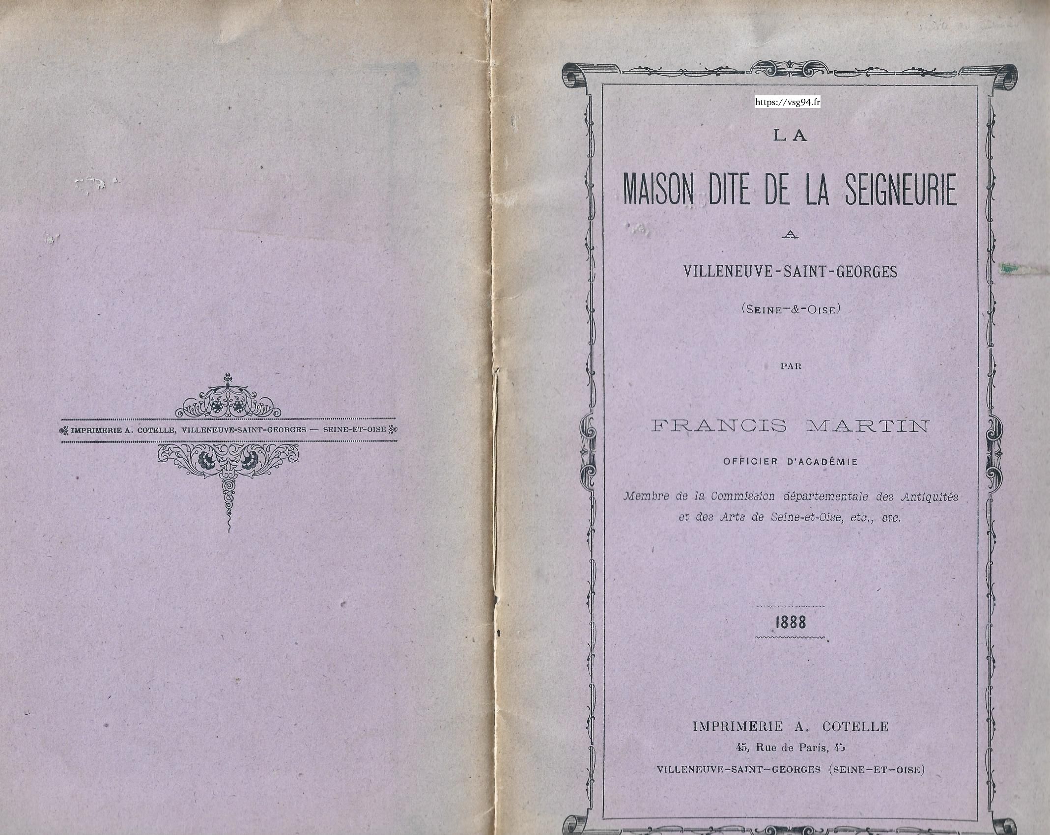 La maison de la Seigneurie à Villeneuve-Saint-Georges page 1