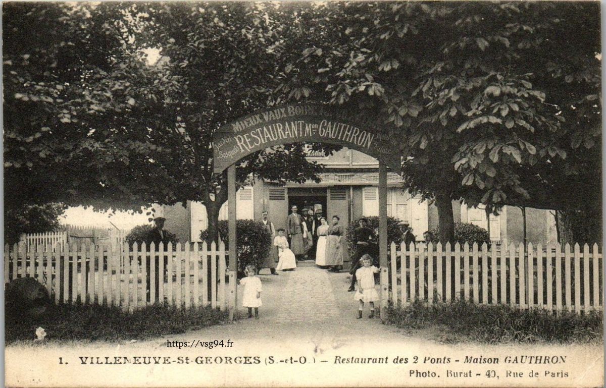 Restaurant des 2 Ponts, maison Gauthron à Villeneuve-Saint-Georges vers 1910