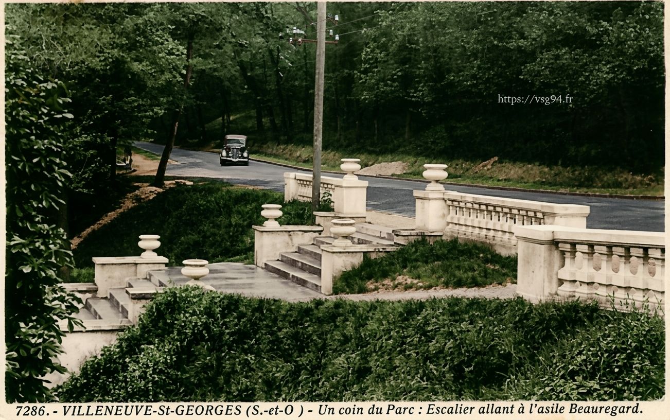 Les escaliers menant à l'asile Beauregard, années 50