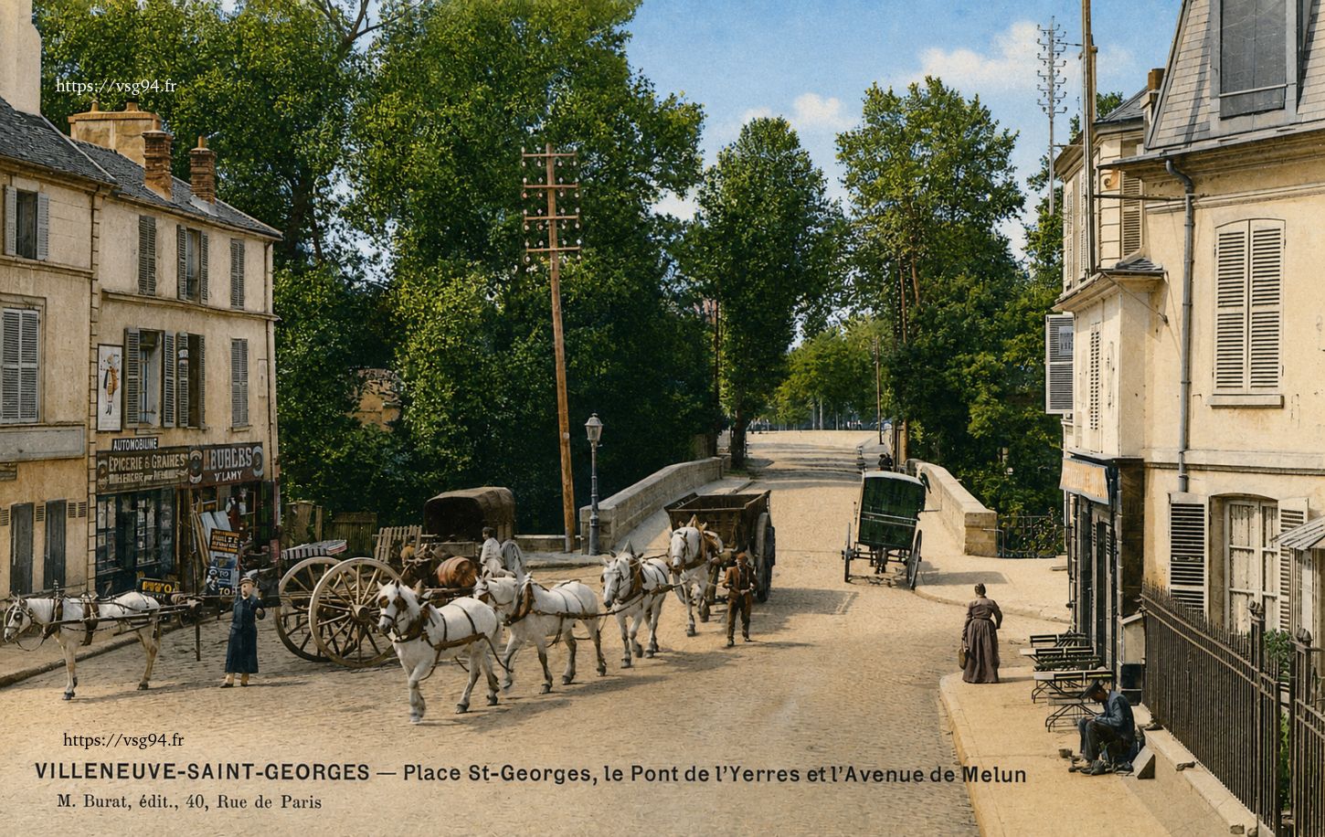 Chevaux et commerçants surla place Saint-Georges